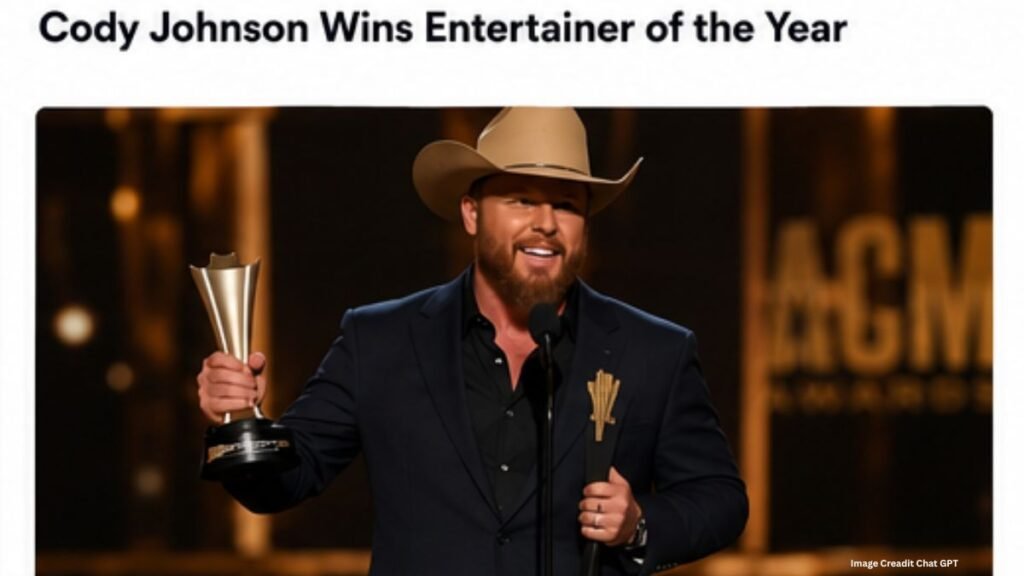 Cody Johnson accepting Entertainer of the Year award