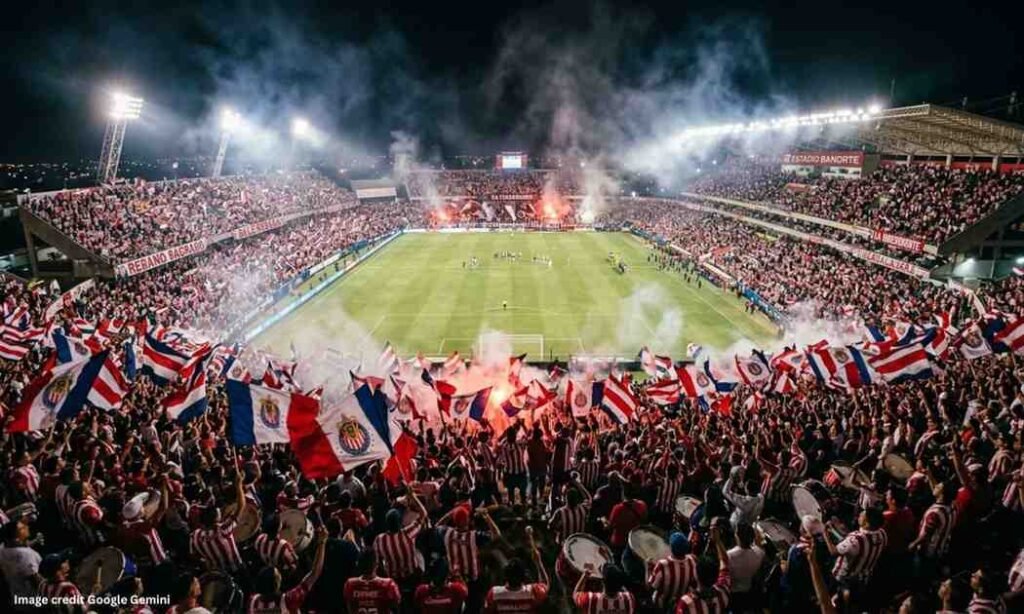 Chivas fans filling Banorte Stadium during the Clausura 2026 semifinal match against Cruz Azul in Liga MX.