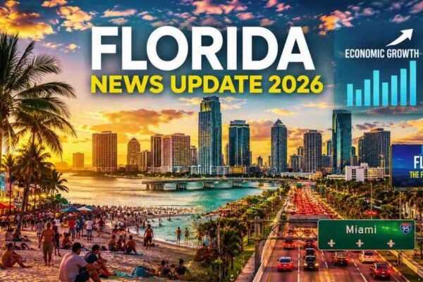 Florida news update 2026 showing Miami skyline, tourism growth, and modern city life