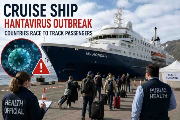 Cruise ship passengers undergo medical screening during the hantavirus outbreak 2026 aboard MV Hondius