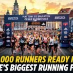 Mattoni Half Marathon Ceske Budejovice 2026 featuring thousands of runners and elite athletes at the starting line.