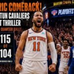 Jalen Brunson celebrating during the Knicks’ historic overtime comeback against the Cavaliers at Madison Square Garden.