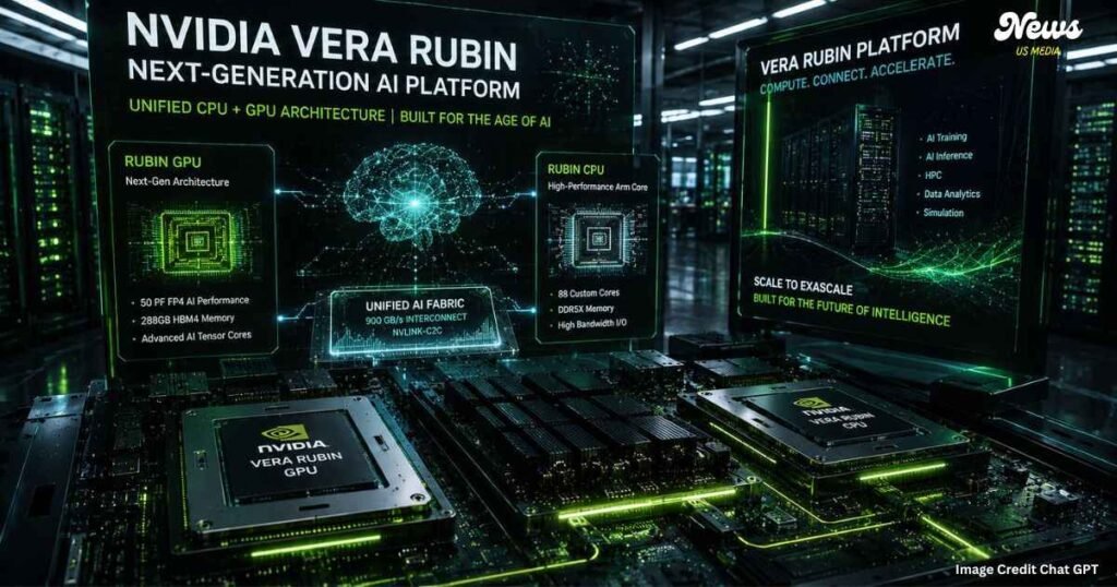 Nvidia Vera Rubin platform combining CPUs and GPUs for future AI computing systems.