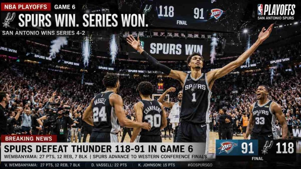 San Antonio Spurs celebrate dominant Game 6 win over Oklahoma City Thunder to force Game 7