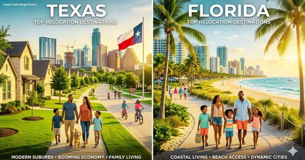 Texas and Florida top relocation states in USA 2026