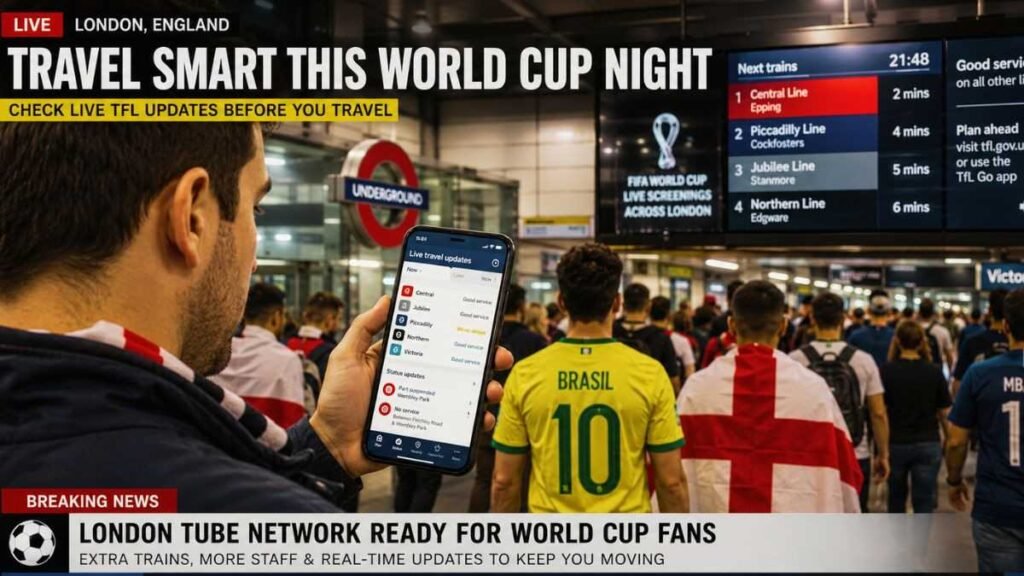TfL advises passengers to check travel updates during busy World Cup nights.