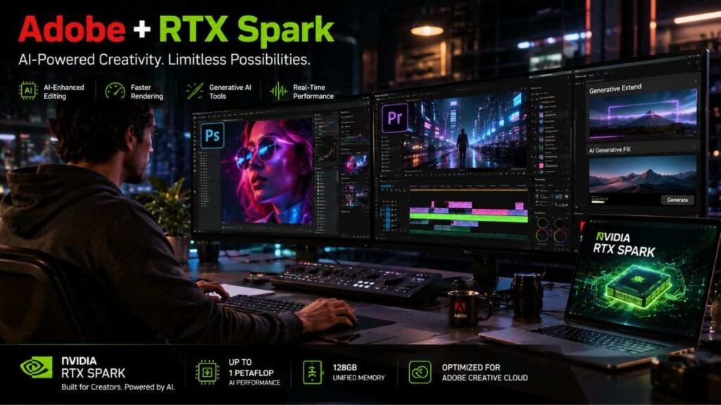 Adobe Photoshop and Premiere Pro optimized for NVIDIA RTX Spark.