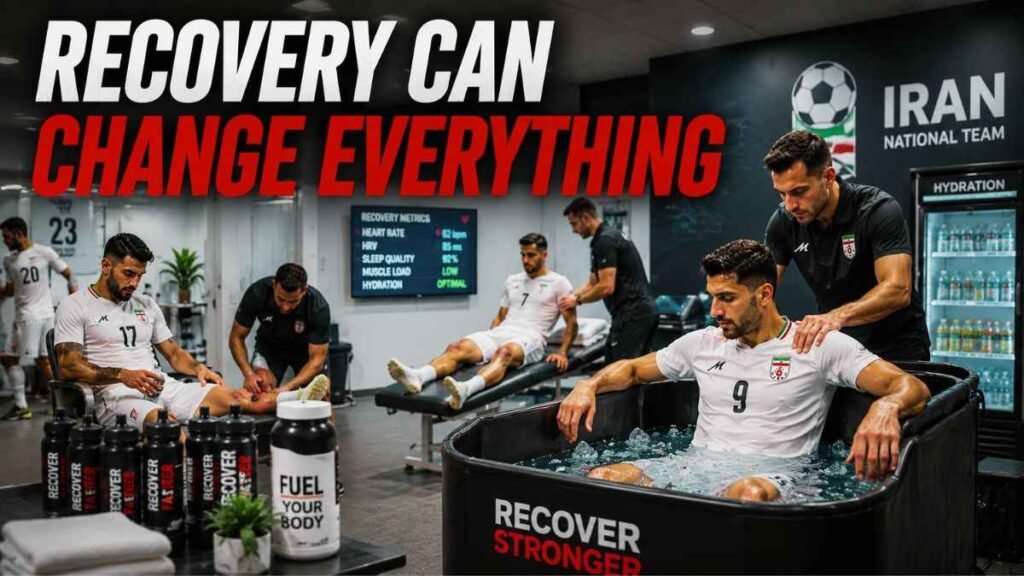 Football players recovering after a FIFA World Cup match