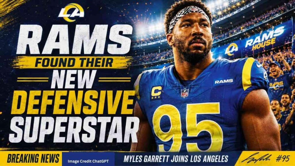 Myles Garrett introduced as the Rams' newest defensive star.