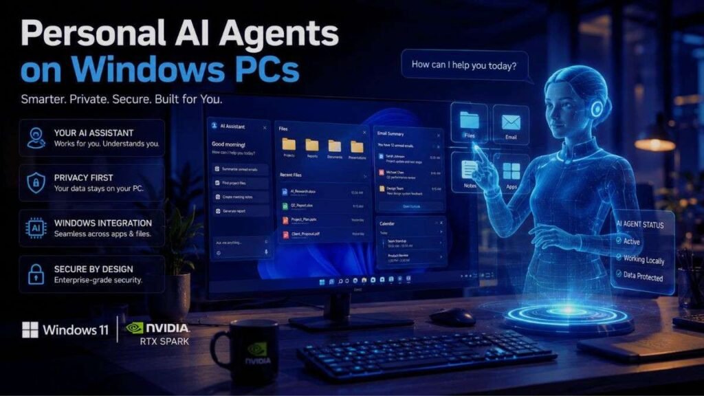 NVIDIA RTX Spark personal AI agents running securely on Windows PCs.