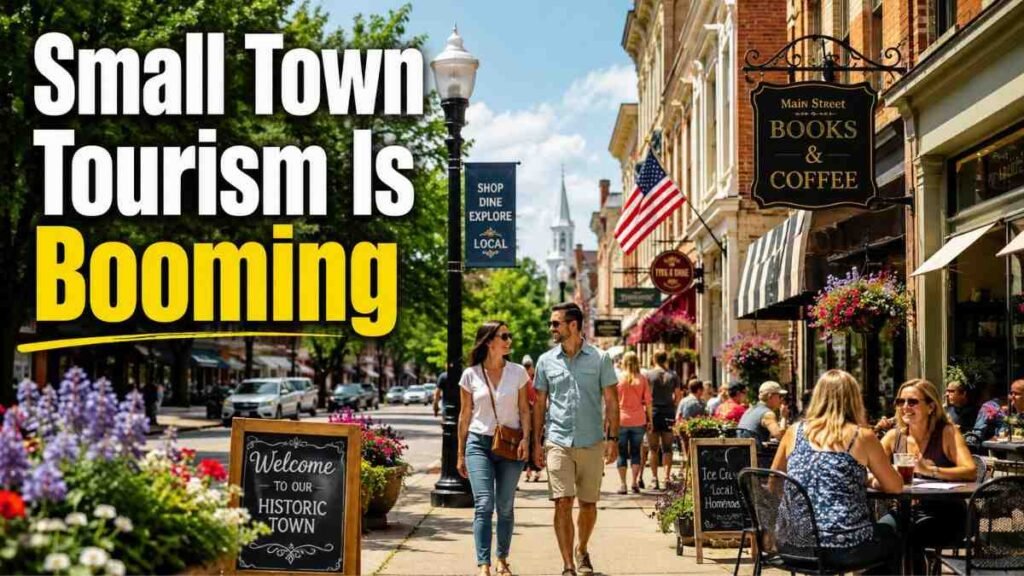 Visitors exploring a popular small-town tourism destination in America.