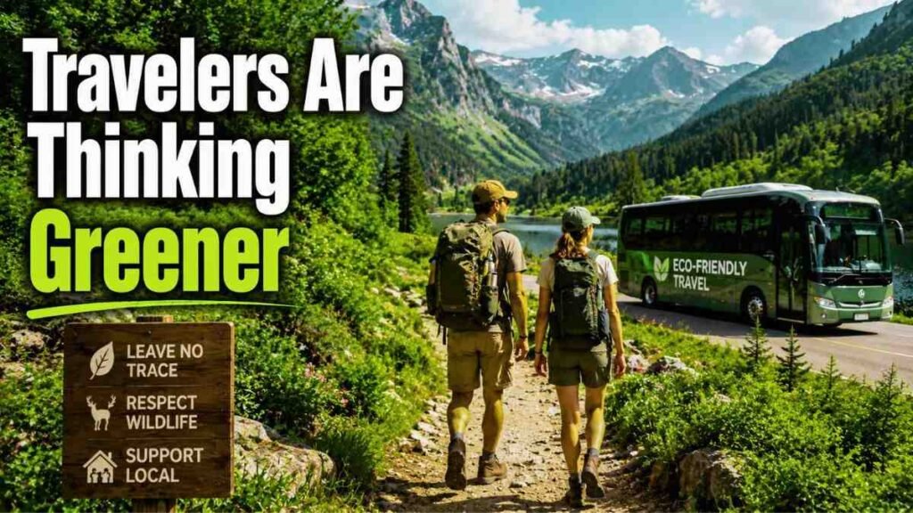 Eco-conscious travelers exploring nature responsibly.