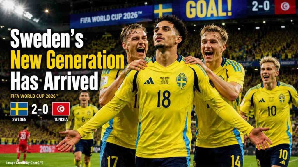 Sweden's young football stars celebrate during World Cup 2026