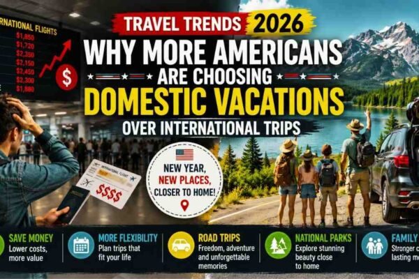 Travel Trends 2026 showing Americans choosing domestic vacations over international travel.