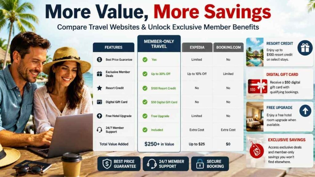 Travelers comparing travel deals and savings in 2026.
