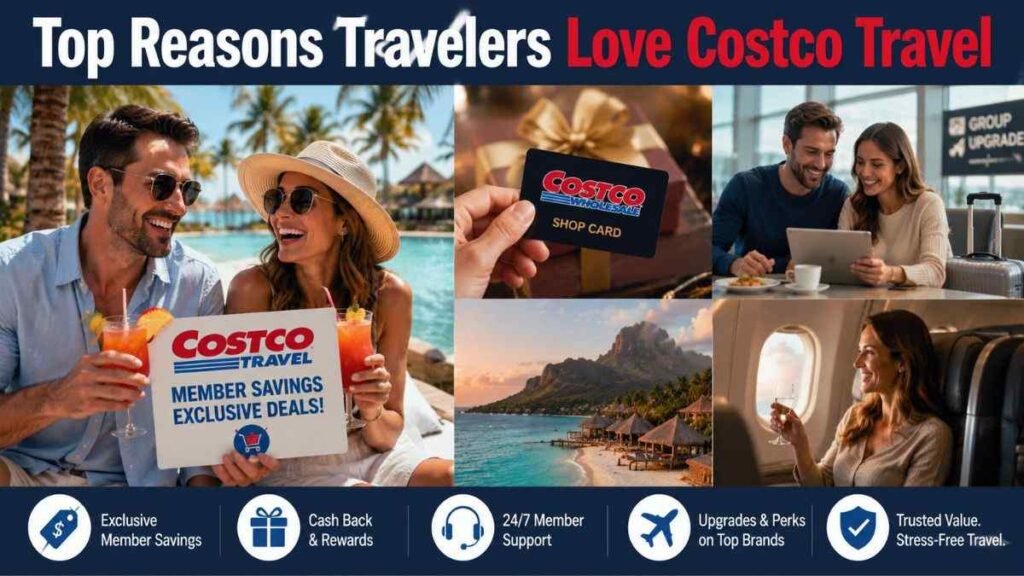Travelers enjoying Costco Travel benefits and savings.