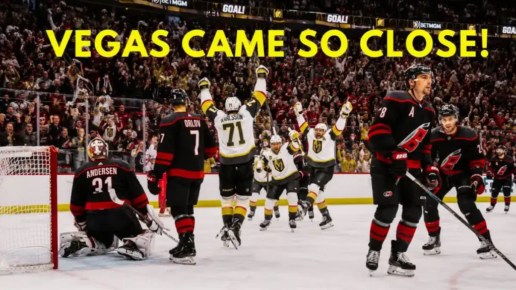 Vegas Golden Knights players celebrate during a crucial moment in Stanley Cup Final Game 2.