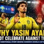 Yasin Ayari respectfully reacts after scoring for Sweden against Tunisia during FIFA World Cup 2026