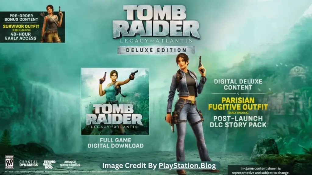 Lara Croft overlooking Atlantis in Tomb Raider Legacy of Atlantis final promotional artwork.